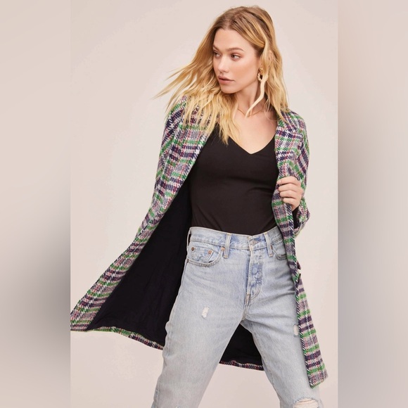 ASTR The Label Keller Plaid Wool Blend Coat Size Large - Picture 4 of 15